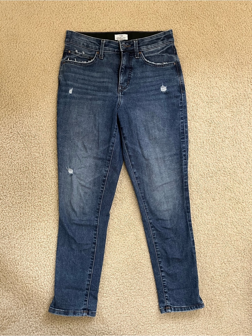 Maurices Everflex Distressed High Rise Super Skinny Crop Denim M Jeans - Size 8